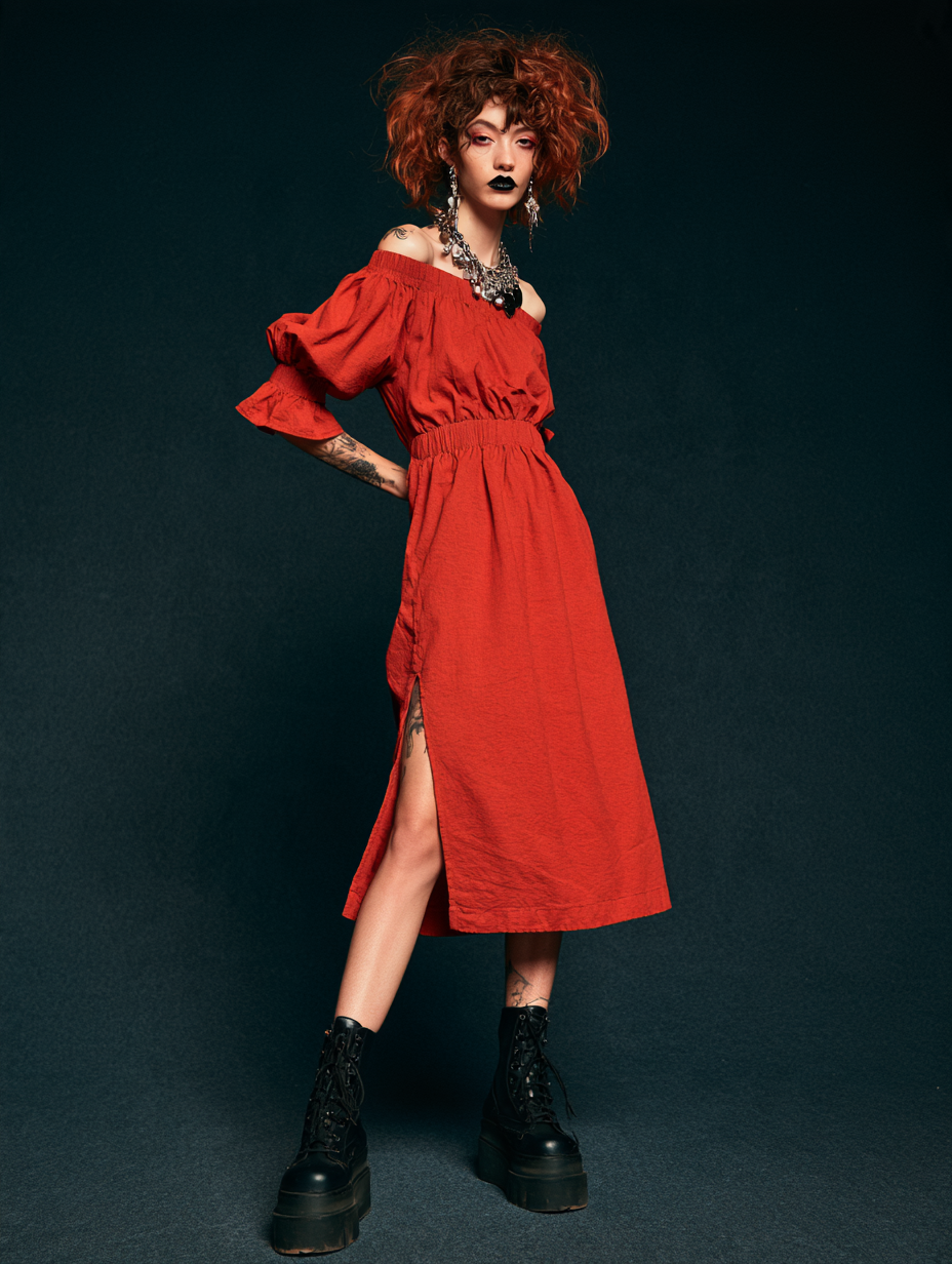 Vestido Red Blood Asymetric Slit